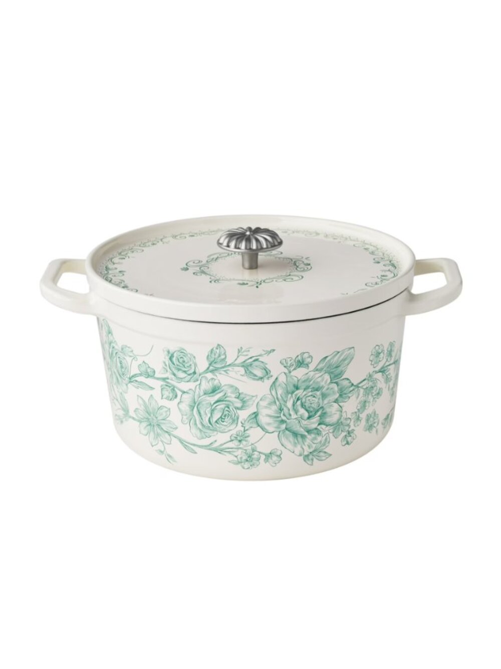 The Pioneer Woman Home Green Floral Agatha Enameled Cast Iron 5-Quart Dutch Oven